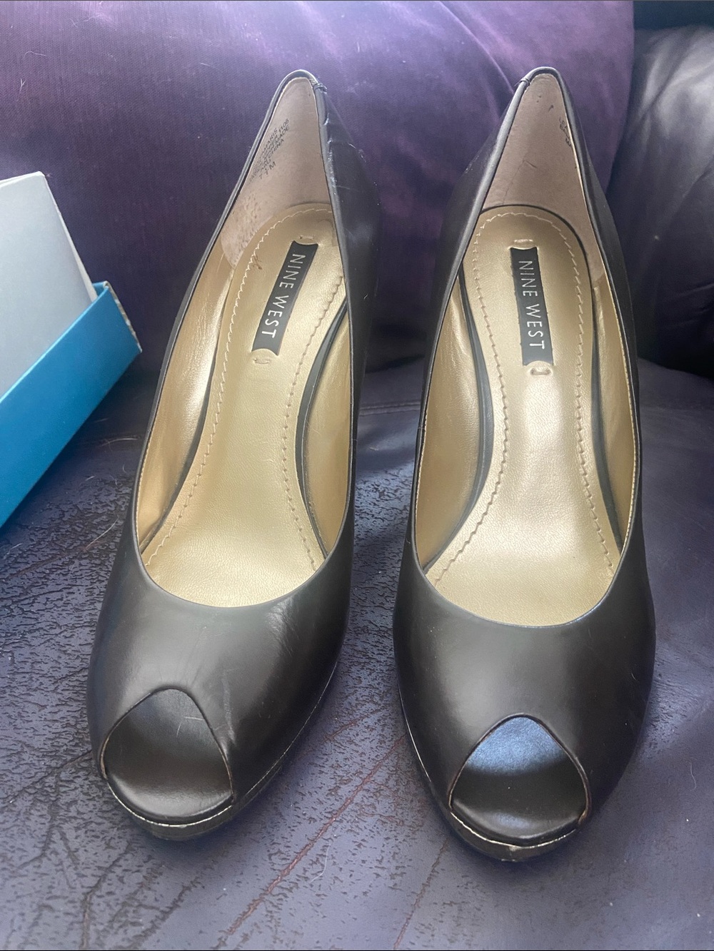 Nine West Peep wedges. Worn twice.